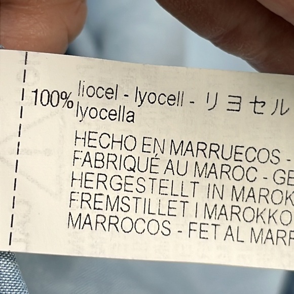 ZARA Denim Chambray V-Neck Tab SLV Tencel Casual Boho Office Boyfriend Shirt M - Picture 13 of 16